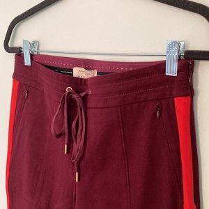 Maroon and coral tuxedo pant